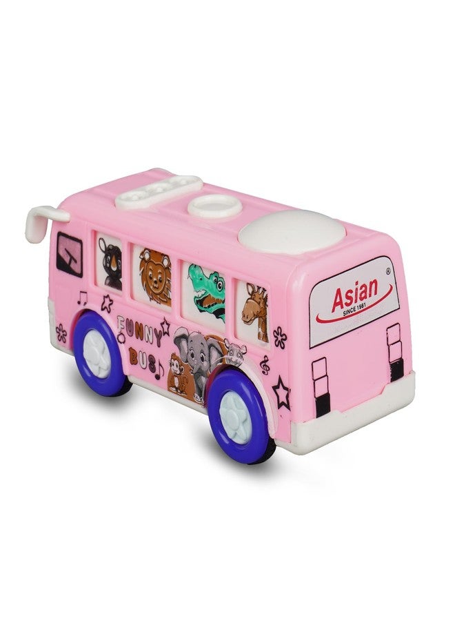 Asian Friction Powerd Plastic Toy Bus with Attractive Funny Cartoon Animals Print for Childrens Boys and Girls Kids Bus Toys for 2 to 5 Year Premium Gifting Toy(Multicolour) (Pack of 1) - Image 2